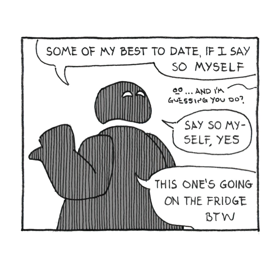 Comic panel. The Blob gloating about the previous panel.