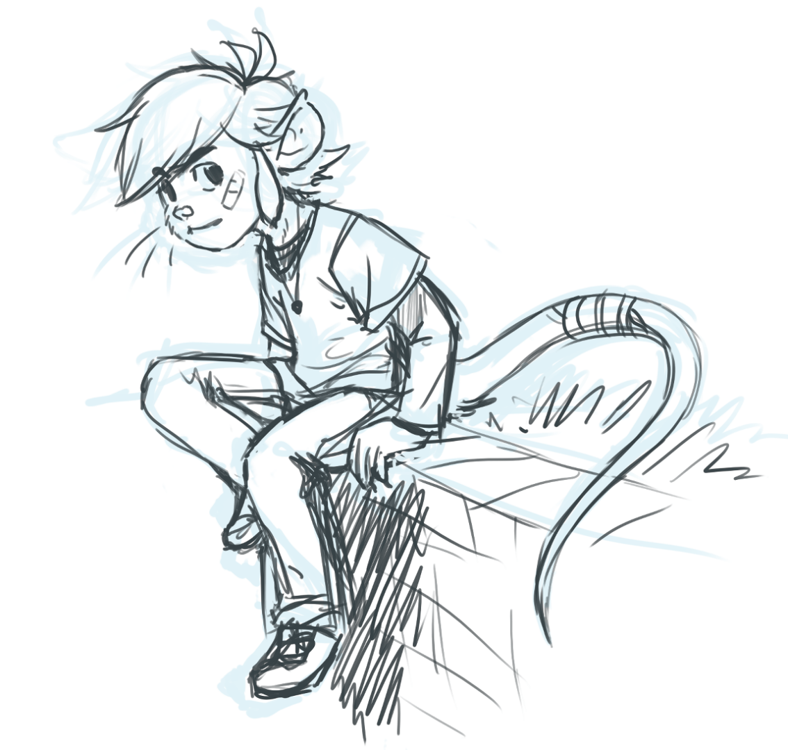 Sketch of Link as a rat boy.