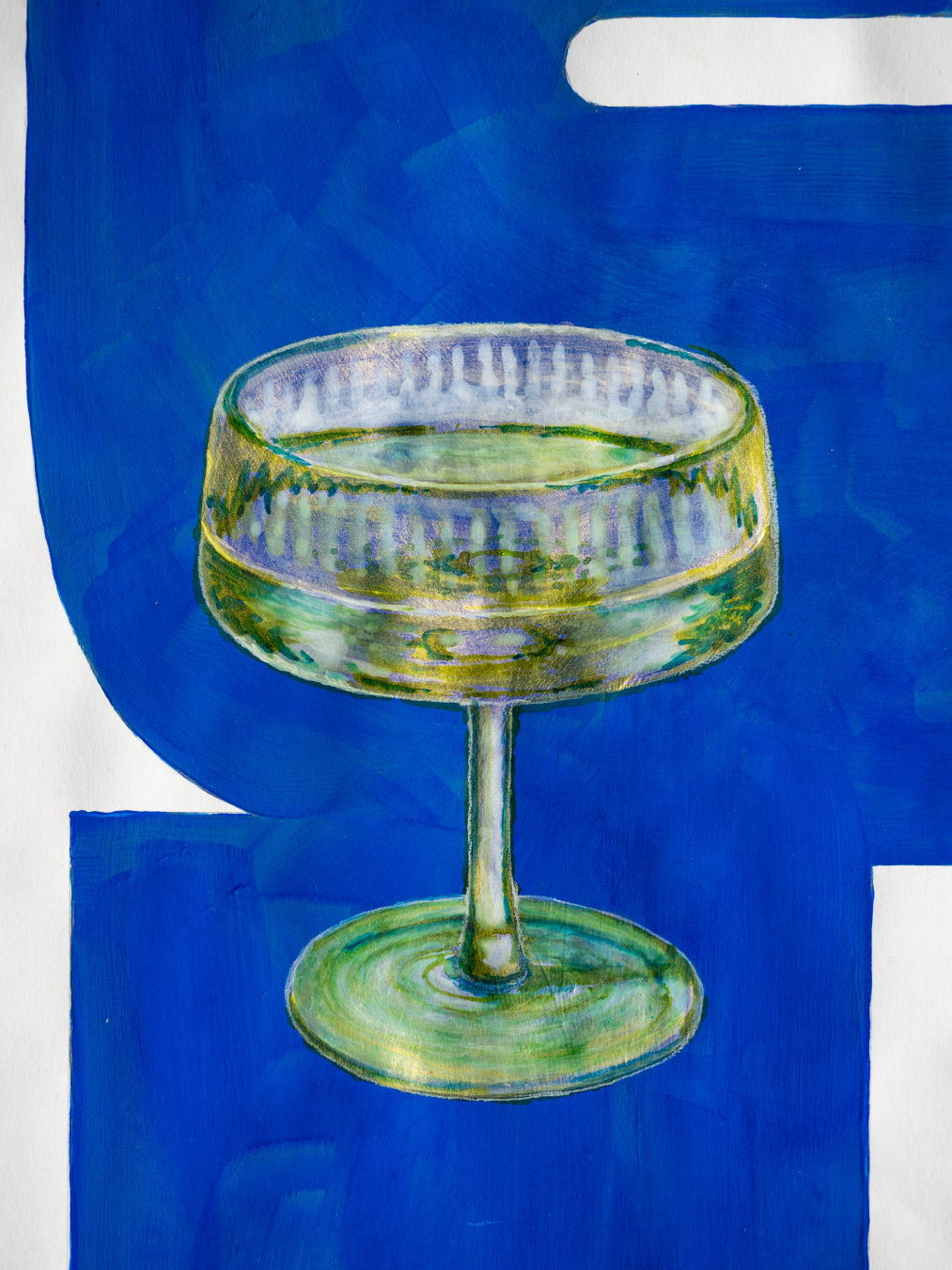 Detail of the glass of champagne