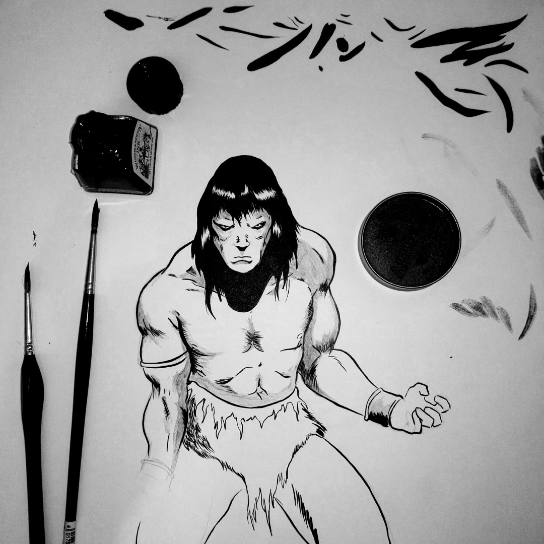 sketch and ink illustration of conan.