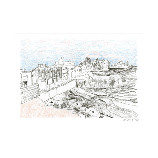 One more drawing from France. This one was made in Brittany.
"Plage des Sables Blancs", coloured pencil, 15x21 cm.