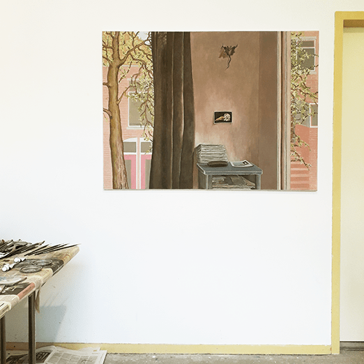 Nieuw schilderij in atelier | New painting in the studio
"Boom in tweeën" | "Tree In Two", oil/linen, 95x130cm.