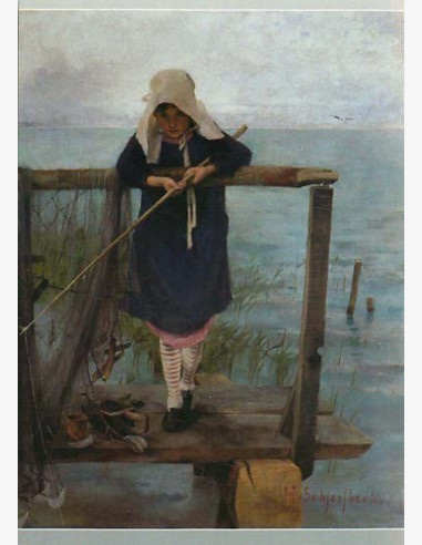 The real painting called Onkiva tyttö (a fishing girl) by Helene Schjerfbeck.