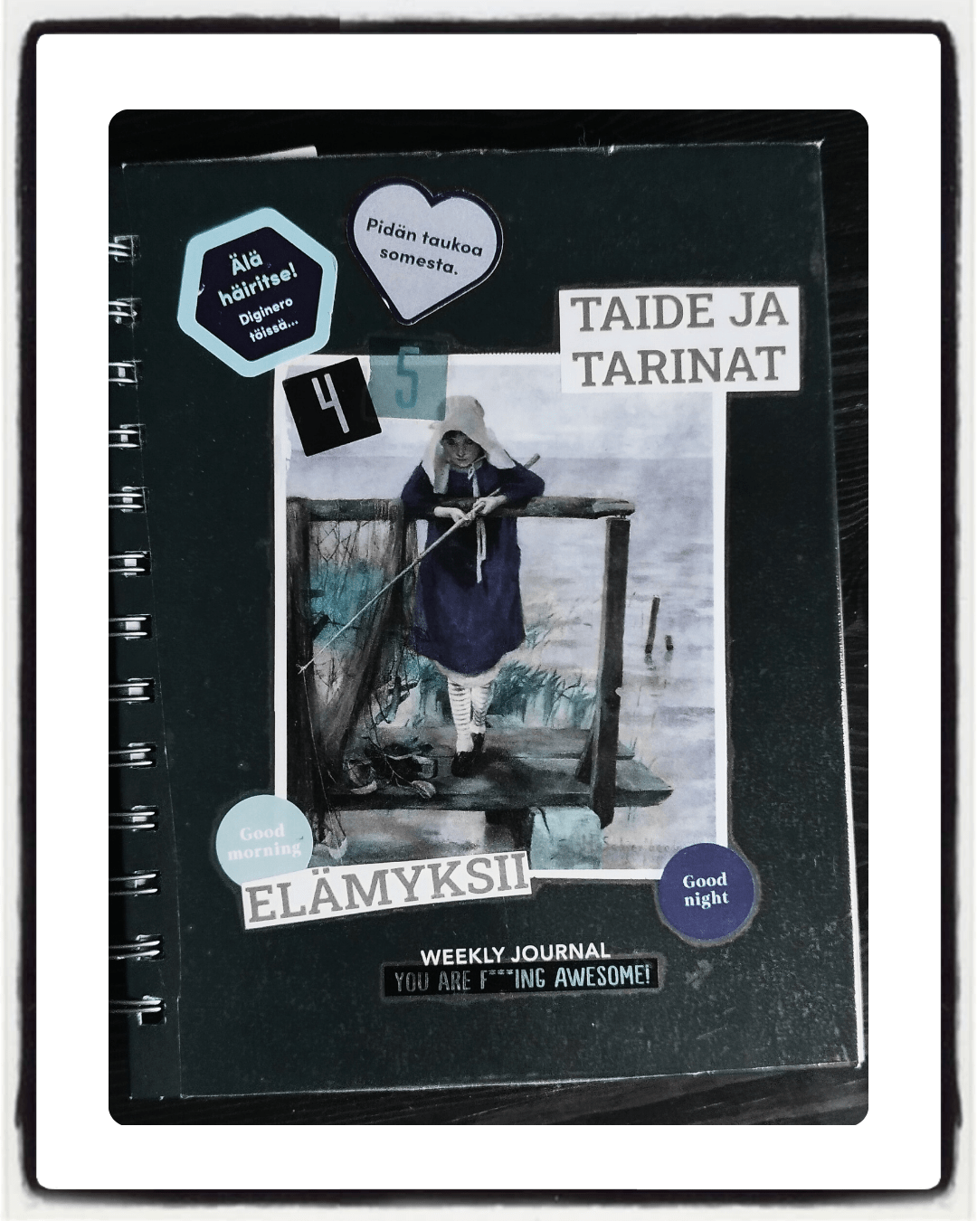 A cover of a junk journal with a painting by Helene Schjerfbeck.